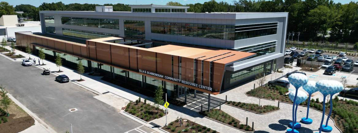 Ella B. Scarborough Community Resource Center Drone shot of the Ella B. Scarborough Community Resource Center