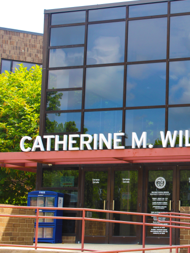 A close-up of the Catherien M. Wilson Center