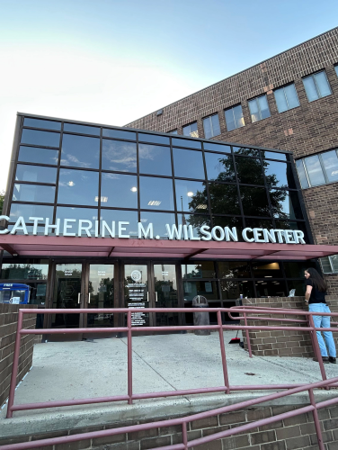 A wiide angle shot of the Catherine M. Wilson Center entrance.